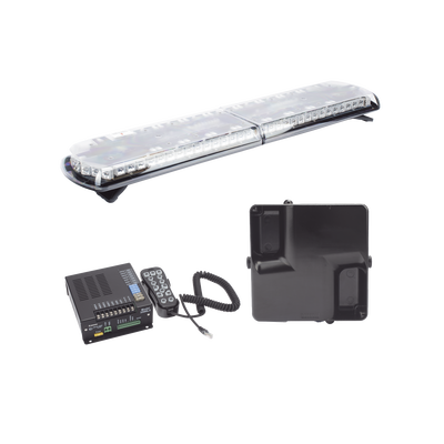 Kit de Sirena Vehicular H2 Covert, Bocina ultradelgada y Torreta 48″ Serie 12 con 130 LED, dual color rojo/azul/claro/ambar, ideal para equipar unidades de policia