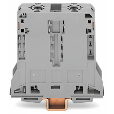 Borna de Paso para Corrientes Elevadas, 95 mm², POWER CAGE CLAMP, 2 Puntos de Conexión, 232 A, 1000 V, Montaje Carril DIN 35×15, Gris