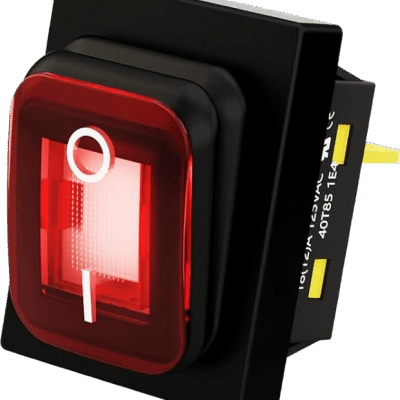 Interruptor tipo Switch con Led Color Rojo / IP65 / Diseño Industrial / NO, COM, NC / Terminales tipo F1
