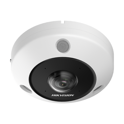 Fisheye IP 6 Megapixel / 180° – 360° / Dewarping / Heat Map / HEOP 2.0 / Conteo de Personas / IP67 / IK10 / 15 mts IR / Entrada y Salida de Audio y Alarma / Múltiples Vistas / Micrófono Integrado