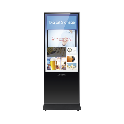 Pantalla de 55″ 4K para Publicidad Digital / Base para Piso (Totem) / Puertos USB / Entrada de Video HDMI y VGA / WiFi / Altavoz Integrada