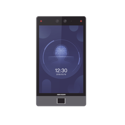 Terminal Facial Min Moe 8″ Touch con Lector de Huellas / Delgada y Estética / PoE / 100,000 rostros / Exterior IP65 / Función de Videoportero y Lectura de Códigos QR / Lectura de tarjetas / HIK-IA