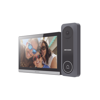 Kit de Videoportero Hibrido TurboHD con Pantalla LCD touch de 7″ Wi-Fi / Frente de Calle para Exterior de Policarbonato / 720p (1 Megapíxel )130° de Visión (Gran Angular) / Llamada a App Hik-Connect