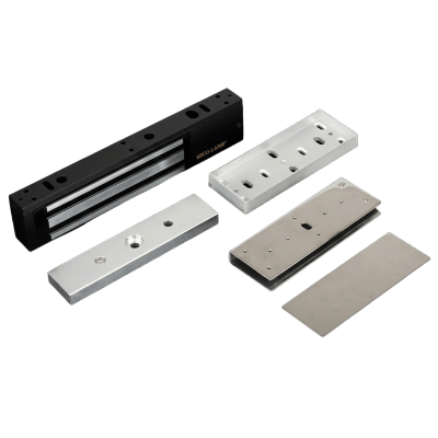 Kit Para Control de Acceso Incluye Chapa Magnética de 600 Lbs / Montaje En «U» Para Puerta de Cristal / Uso Interior / Certificación UL / Color Negro / Diseño Elegante