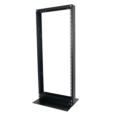 Rack de 2 Postes, Estándar 19″, 24 Unidades, Fabricado en Acero, Base «L» para Anclar a Piso.