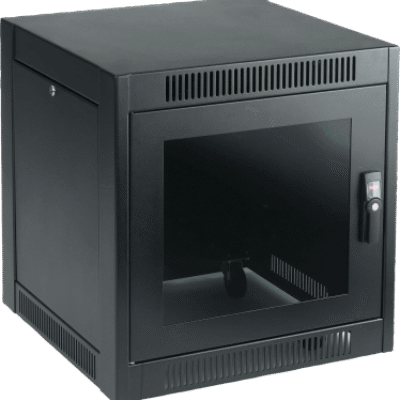 Gabinete SOHO para Oficinas Pequeñas y Home Office, 700 x 600 x 900 mm, Acero Negro, 11U, Ruedas, Sistema de Enfriamiento Pasivo, Puertas con Cerradura, Paneles Laterales Extraíbles