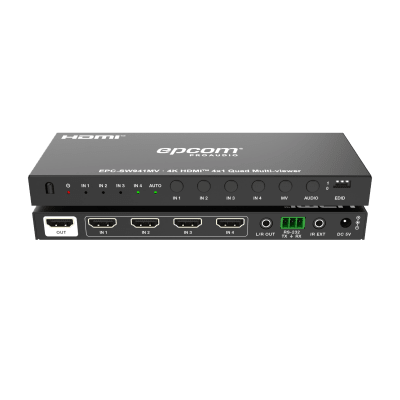 Multivisor HDMI 4×1 | 4K@30Hz | Vista Cuádruple | Cambio Automático/Manual | Control IR