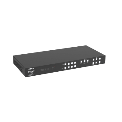 Switch de Video Matrix 4×4 HDMI 2.0 | 18Gbps Ancho de Banda | 4K2K@60Hz Resolución | 4 Entradas 4 Salidas HDMI | Audio LPCM y Dolby Digital | Control TCP-IP y RS-232 | Conectores Phoenix para Audio | Metal Enclosure