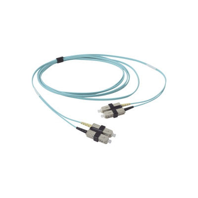 Jumper de Fibra Óptica Multimodo 50/125 OM3 XGLO, SC-SC Duplex, OFNR, Color Aqua, 3 Metros (9.84 Pies)