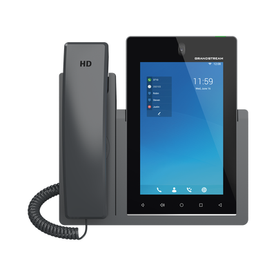Teléfono IP Android 11, 16 líneas SIP con 16 cuentas, pantalla táctil 7″, puertos Gigabit, Wi-Fi, Bluetooth, PoE, codec Opus, IPV4/IPV6 con gestión en la nube GDMS