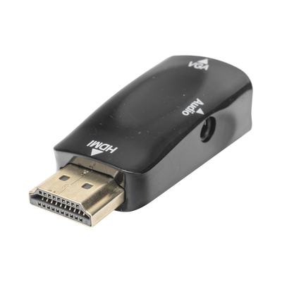Adaptador (Convertidor) HDMI a VGA / HDMI Macho a VGA Hembra / Resolución 1920×1080 @ 60Hz / Adaptador de Audio de 3.5 mm / Chapado en Níquel
