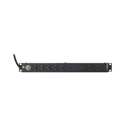 Multicontacto Horizontal (PDU) de 8 Contactos (NEMA 5-15R) Rack 19″ 1UR. Voltaje Entrada/Salida: 120Vca/15A