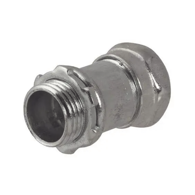 Conector Recto Compresión de Acero Galvanizado para Pared Delgada de 1 1/2″.