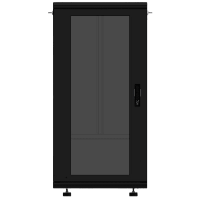 Gabinete Rackeable 19 Pulgadas / 24 Unidades / Piso / Puerta de Cristal / Acero Calibres 16-18-20 / Capacidad 750 Kg / Dimensiones 600x605x1190 mm (23.6×23.8×46.9 in) / Ventilación 120 mm / Cerradura