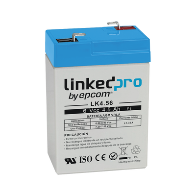 Batería de respaldo 6 V 4.5 Ah AGM | Certificada UL94-HB Resistencia a la flama básica | Especial para Seguridad Electrónica | Vida útil 5 años | Terminales F1 + Adaptador F2
