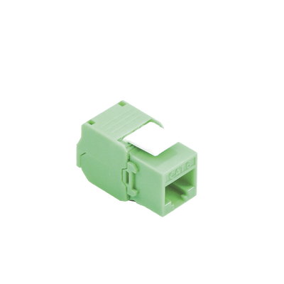 Módulo Jack Keystone Cat5e (Toolless), con Terminación en Ángulo 180 – Color Verde, Compatible con Faceplate y Patchpanel Linkedpro