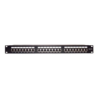 Panel de Parcheo de Impacto Blindado (STP) de 24 Puertos Cat5e, 19 Pulgadas