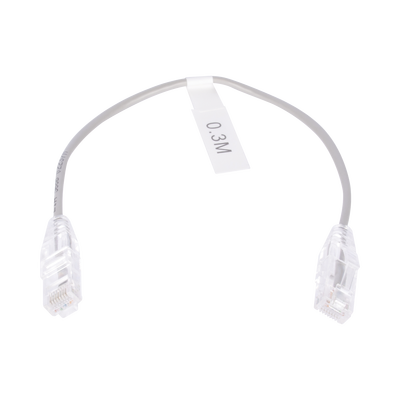 Cable de Parcheo Slim UTP Cat6 – 30 cm (11.81 Pulgadas) Gris Diámetro Reducido (28 AWG)