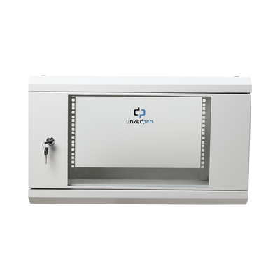 Gabinete de Pared de 6U con Puerta de Cristal Templado, 455 mm de Profundidad Total, Rack de 19», Acero Reforzado Color Gris Mate