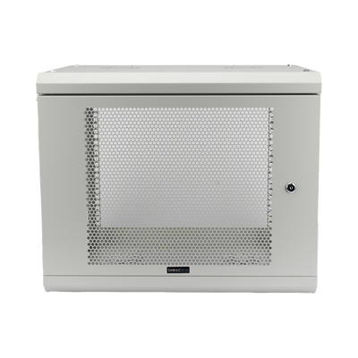 Gabinete de Pared de 9U con Puerta Perforada 455 mm de Profundidad, Rack de 19», Acero Reforzado Color Gris Mate