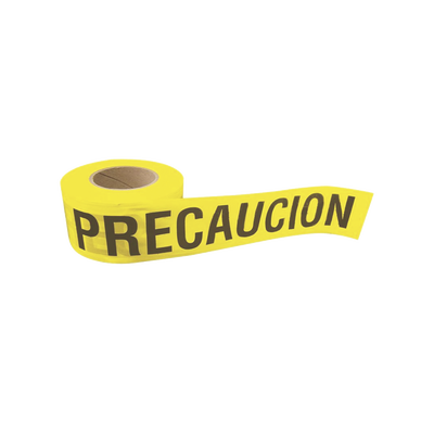 Cinta para barricada «PRECAUCION» de 100 m y ancho de 3″.