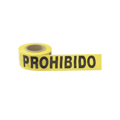 Cinta para barricada «PROHIBIDO EL PASO» de 100 m y ancho de 3″.
