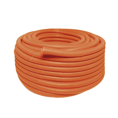 Manguera Poliducto Corrugado Flexible Naranja Reforzado de 1″ x 50 m Para Instalaciones Eléctricas /Polietileno Alta Densidad HDPE/ Con guía /Resistente a Intemperie.