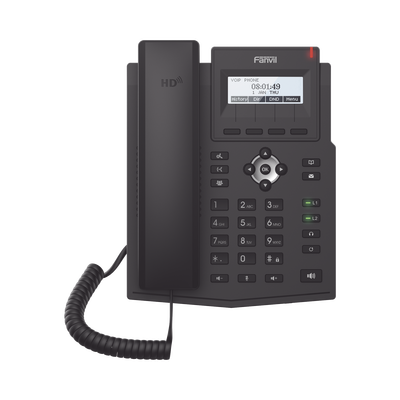 Teléfono IP / 2 Líneas SIP / Pantalla LCD 128×48 / Audio HD G.722 y Opus / Conferencia 3 Vías / PoE 802.3af / OpenVPN / Soporte EHS