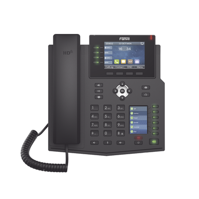 Teléfono IP Empresarial con Estándares Europeos, 16 líneas SIP con pantalla LCD a color 3.5″, 30 teclas DSS/BLF, puertos Gigabit, IPv6, Opus y conferencia de 3 vías, PoE/DC